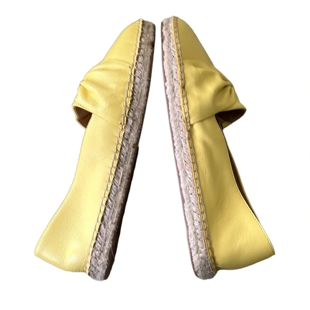 NEW Talbots Izzy Cinched Nappa Yellow Leather Espadrilles in Lemon Chiffon - 9.5